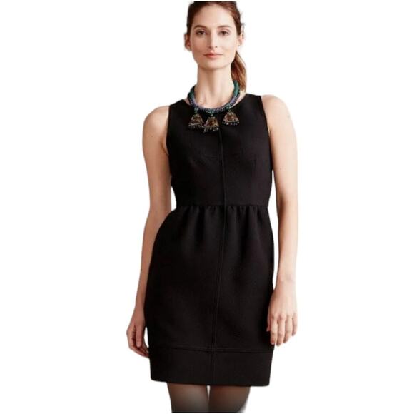 Maeve Anthropologie Rokin Cross Back Jacquard Mini Black Dress Size 2 w/pockets - Picture 1 of 7